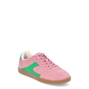 No Boundaries Womens Lace Up Sport Sneakers Pink Green Casual Comfort Chic